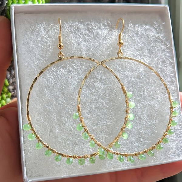 Large Green Wrapped Hoops