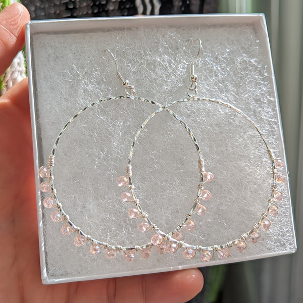 Large Pink Wrapped Hoops