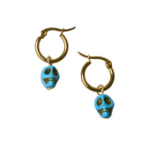 Teal Skull Hoops