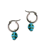 Teal Skull Hoops