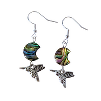 Cresent Abalone shell and Hummingbird earrings