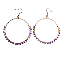 Large Amethyst Wrapped Hoops