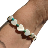 Heart Shell and Turquoise Bracelet