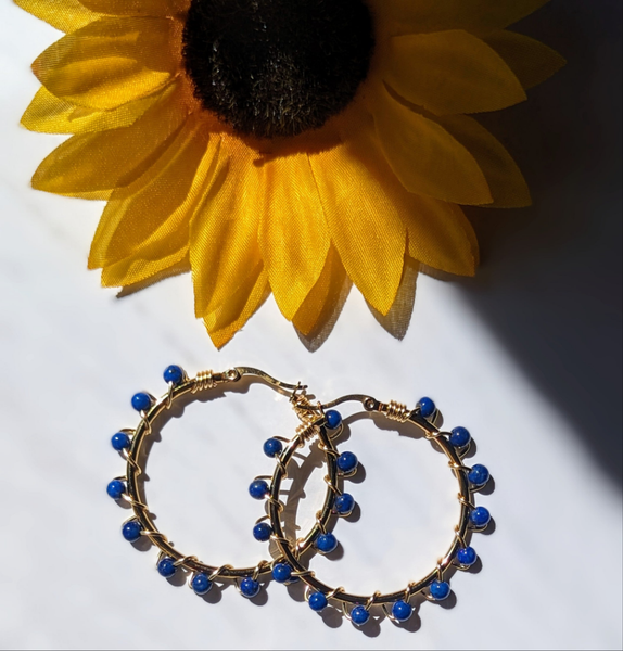Lapis Lazuli Wrapped hoops