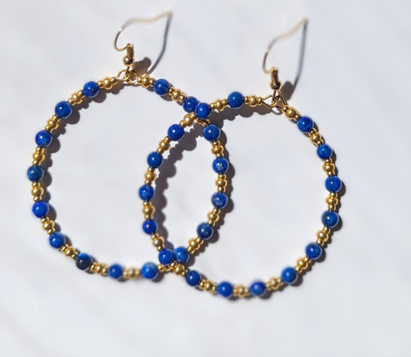 Lapis Lazuli Gold Hoops