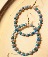 Turquoise and Pearl Hoops