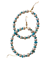 Turquoise and Pearl Hoops