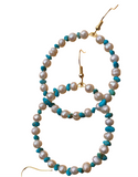 Turquoise and Pearl Hoops