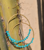 Turquoise and Gold Plated beaded Hoops