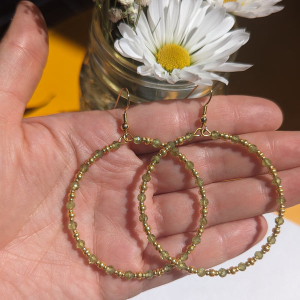 Peridot Gold Hoops