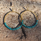 Turquoise and Gold Plated beaded Hoops