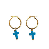 Howlite Cross small Hoop