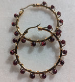 Garnet Hand Wrapped Hoops