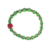 Peridot Bracelet with Red Rose