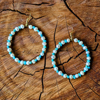 Turquoise and Pearl Hoops