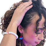 White Jade and Pink Heart Bracelet