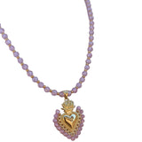 Sacred Heart Necklace in Pink