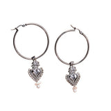 June Moonstone and Pearl Birthstone Sacred Heart Hoop