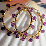 Amethyst Gold Hoops