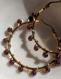 Garnet Hand Wrapped Hoops