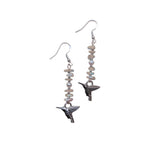 June Moonstone and Pearl Birthstone Hummingbird Earrings