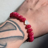 Raspberry Jade Heart Bracelet