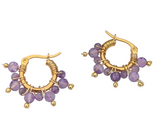 Amethyst Mini Hoop Star Design